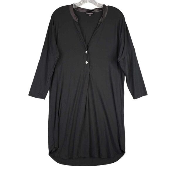Fleur’t Pajamas Sleep Shirt Womens Black Size Medium M Long Sleeve Button - Picture 2 of 9